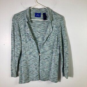 Womens JH Collectibles Petite Silk Blend‎ Cardigan Green Gray Cream PM